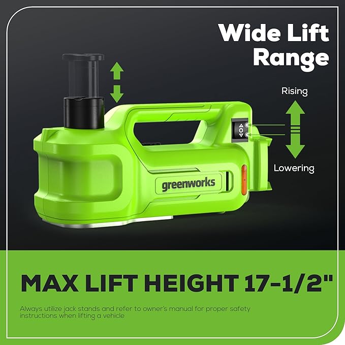 Greenworks 24V Cordless Car Jack Kit, 3 Ton Max Loading For Vehicle Weigh Hydraulic Jack with 2Ah Battery and Charger
