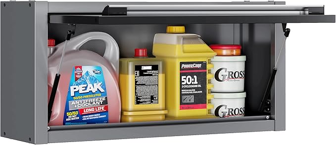 JZD Metal Wall Storage Cabinet with Up Flip Door, Hanging Steel Tool Cabinets, for Garage Basement Workshop