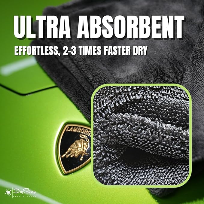 Premium DryStang Car Drying Towel, 1400 GSM Extra Large 24"x36" Double Sided Microfiber Drying Towel Car Truck, Durable XL, Ultra Absorbent Drying Towel, No Lint, No Scratch, No Water Spots, No Streak