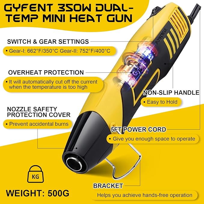 3-In-1 Heat Gun Kit with 3588Pcs Heat Shrink Solder Accessories, 350W Mini Heat Gun with AWG24-10 Wire Stripper and AWG22-10 Crimping Tool Wire Connectors for Shrink Tubing Marine Automotive