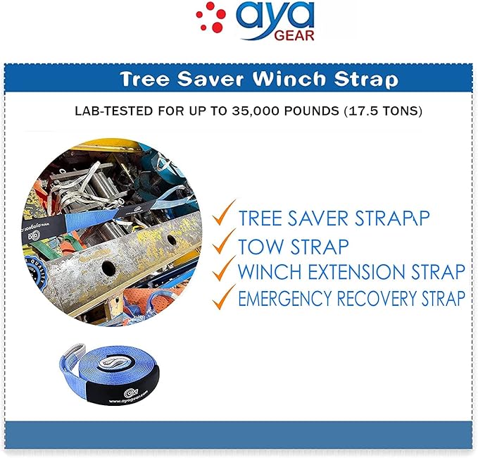 Recovery Tow Straps 3" x 10' |Tree Saver Winch Strap|Heavy Duty 35,000lbs Break Strength |Triple Reinforced Loop End | Use for Emergency 4x4 Towing or Recovery Tow Rope