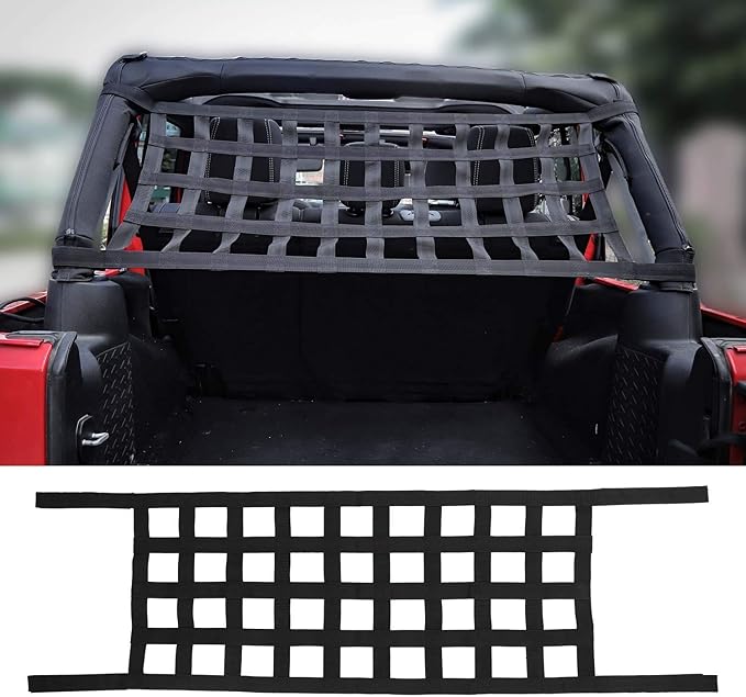 RT-TCZ Mesh Cargo Net, Car Roof Net Hammock for Jeep Wrangler YJ TJ JK JKU JL JLU 1987-2024