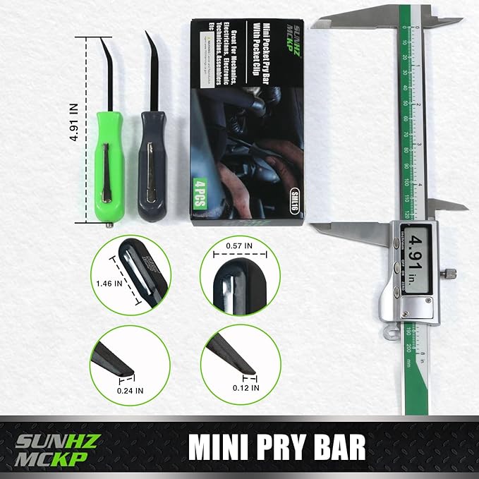 SUNHZMCKP 4 PCS Small Pry Bar, Multifunction Mini Pocket Pry Bar Tool with Magnet Top, for Car Repair Home Office Mechanics Electricians Repair