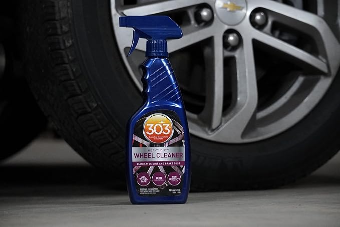303 Products Heavy Duty Wheel Cleaner - Rim Cleaner for Car - Brake Dust Remover - All Wheel Safe - Iron Indicating Formula - Non Corrosive Formula, 15.5 fl. oz. (30597CSR) Packaging May Vary