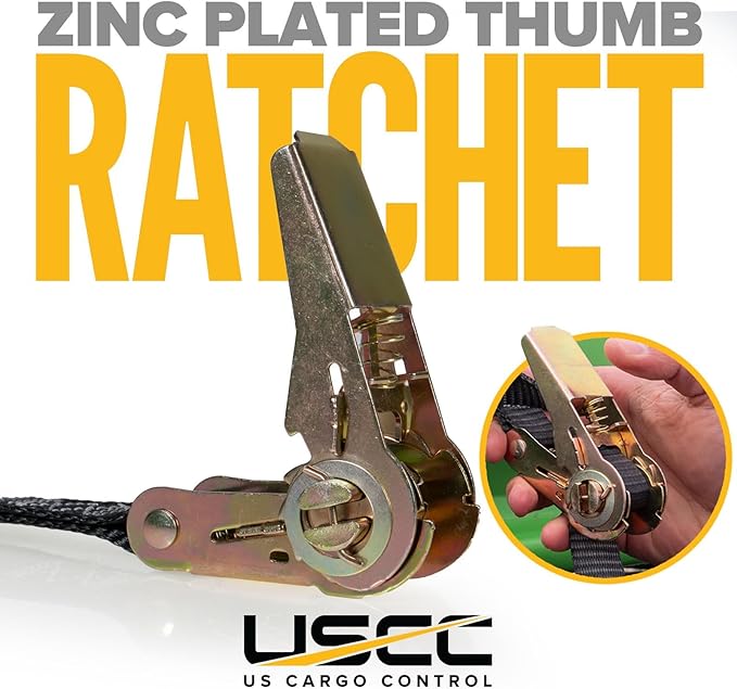 US Cargo Control Endless Ratchet Straps 1 Inch x 30 Foot (8 Pack), Hookless Ratchet Straps 30 FT, 1,500 LBS Break Strength, 1 Inch Tie Downs for Motorcycles, Bikes, Pallets, Kayaks, and Bundling