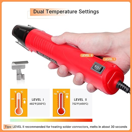 Kuject 1200PCS Solder Seal Wire Connectors Kit with Heat Gun 400℃/752℉ & Organizers, AWG 26-8 Waterproof Heat Shrink Butt Terminals, Solder Stick Connectors for Marine, Automotive and Truck Wiring