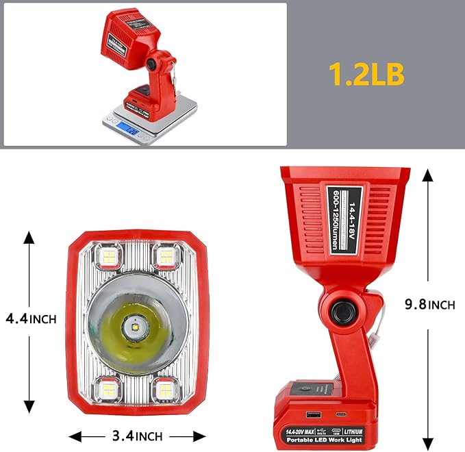 Taingwei LED Flashlight for Craftsman V20 Battery, 18W LED Work Light,LED Battery Light, Flood Light for Camping, Car Repairing, Emergency and Job Site Lighting（Batteries Not Included）