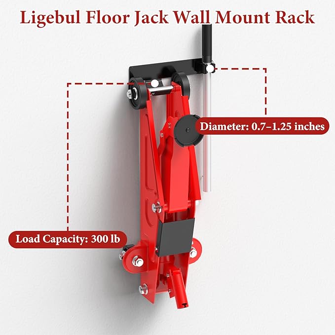 Floor Jack Wall Mount, Heavy Duty Jack Stand Wall Mount Rack for Hydraulic Car Jacks Easy Install Floor Jacks Holder with Anti-Rust Coating Floor Jack Accessories for Space-Saving