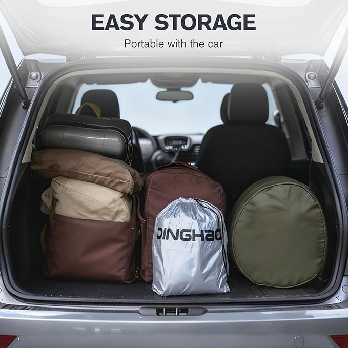 DINGHAO Car Cover Waterproof All Weather with Hot Stitching for Automobiles,6 Layers Outdoor Full Exterior Cover Sun UV Rain Snow Wind Protection Fit for 209"(209 * 75 * 71 inch) SUV