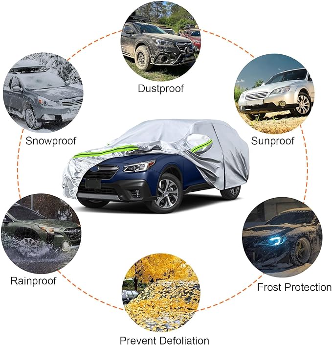 Waterproof Car Covers Replace for 2004-2025 Subaru Outback, 6 Layers All Weather Custom-fit Car Cover with Zipper Door & Windproof Bands for Snow Rain Dust Hail Protection (Outback)
