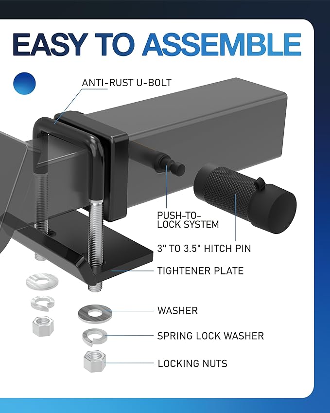 TOPICK Hitch Tightener & Trailer Hitch Pin Lock Set for 2" Hitches, Anti-Rattle Clamp & Secure Hitch Pin Lock Combo, Locking Receiver Hitch Pin, Trailer Hitch Accessories