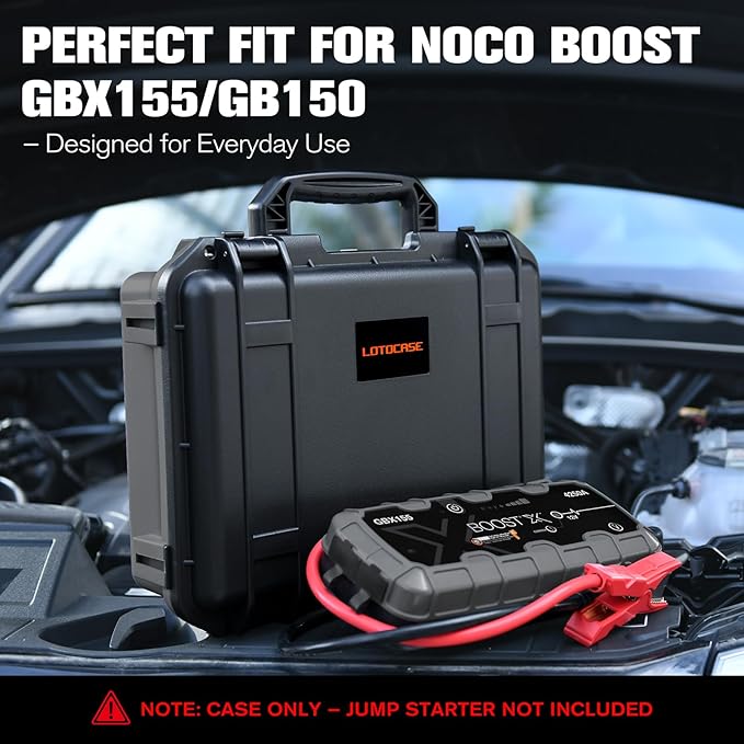 LOTOCASE Case for NOCO Boost X GBX155 & GB150 – Waterproof Hard Shell Carrying Case with Custom Pre-Cut Foam, Shockproof Protective Travel Box Compatible with NOCO GBX155/GB150 UltraSafe Jump Starter