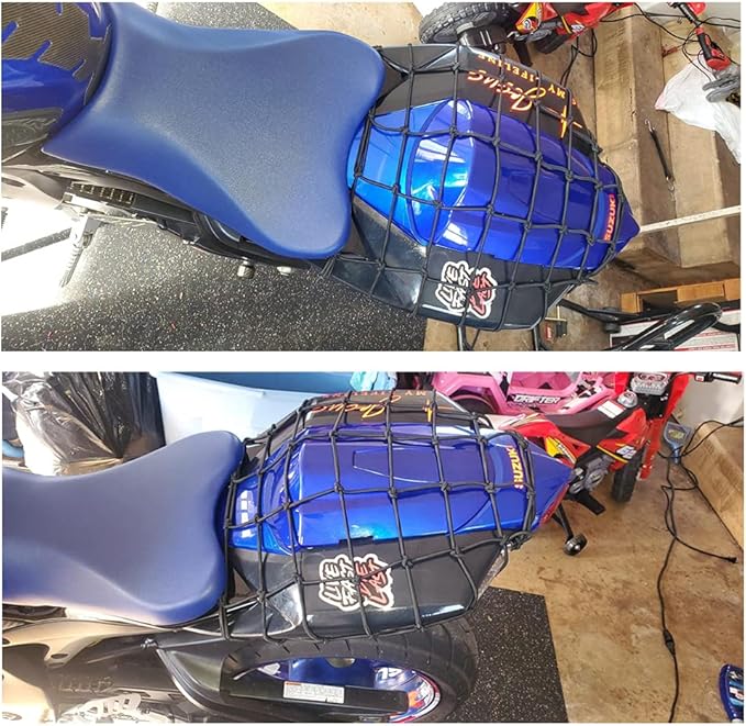 2Packs 15''x15'' Cargo Net, Heavy Duty Bungee Net Stretch up to 30'' x 30'',Gear Helmet Luggage Thicken Netting with 2"x2" Small Mesh & 6 Adjustable ABS Hooks for Motorcycle, Bike, ATV