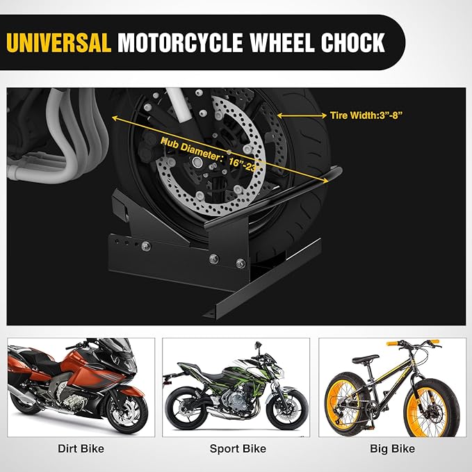 Nilight Heavy Duty Motorcycle Front Wheel Stand for Trailer Cruiser Sports Dirt Bikes 1800 lb Capacity Adjustable Wheel Stand for 16"-23" Wheels