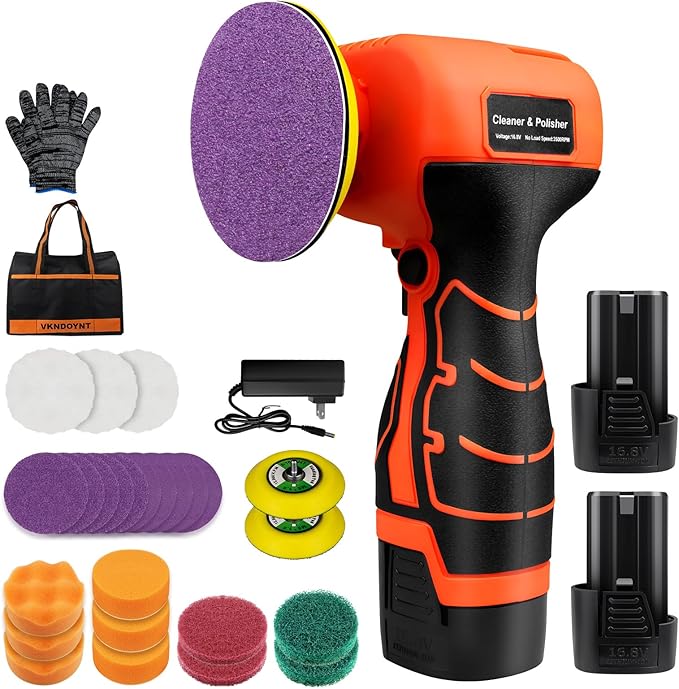 Cordless Sander, 3" Palm Sander with 2Pcs 16.8V 3.0Ah Batteries, 3500RPM Mini Polisher, 30 Accessories Sanders Tool for Sanding/Polishing/Waxing/Cleaning