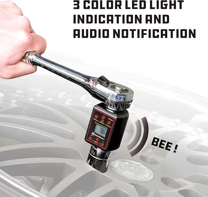 Powerbuilt 1/2-Inch Drive Digital Torque Adapter, 29-147 Ft-Lb and 40-200 Nm, Alert Signals Torque Setting, Electronic Torque Wrench Converter with Digital Display, ±1% Accuracy - 940962