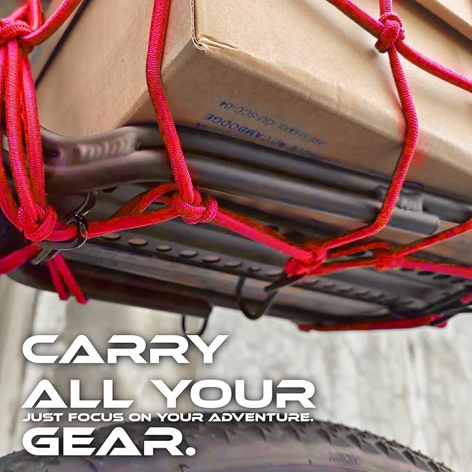 ONIPAX 15"x 15" High Elastic Bungee Cargo Net 2 PCS for Bicycle Motorcycle and 1 PCS Straps Luggage Fixed Rope