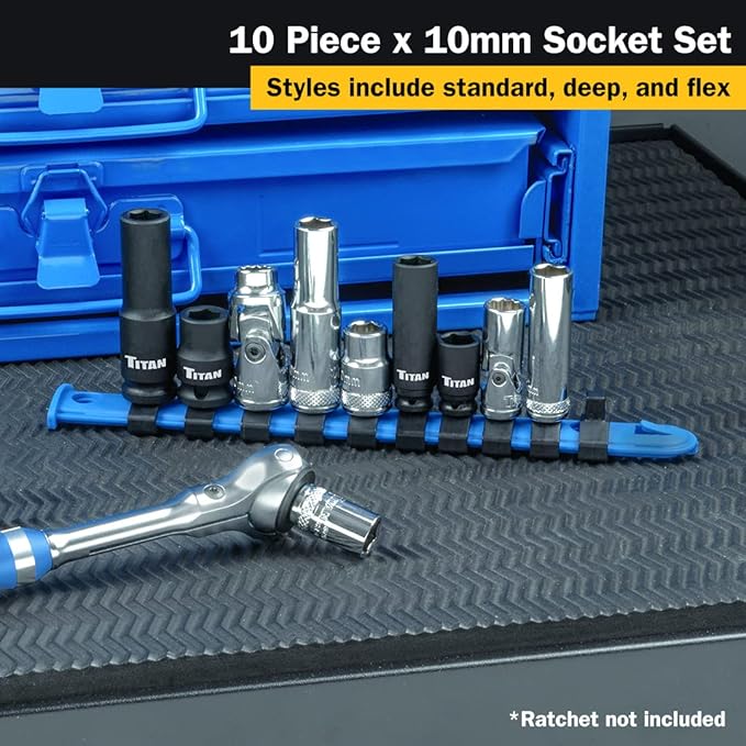 Titan 68660 10-Piece 1/4-Inch and 3/8-Inch Drive 10mm Socket Set