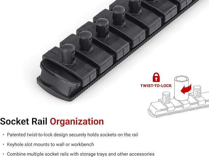 TEKTON 1/4 Inch Drive Deep 12-Point Socket Set with Rail, 11-Piece (5/32 - 9/16 in.) | SHD90107
