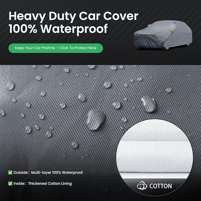 2026 Upgrade Car Cover Waterproof All Weather, Heavy Duty Outdoor Car Cover Universal Fit Sedan Toyota Camry, Tesla Model 3, Honda Accord, Nissan Altima, Kia K5/Stinger, Hyundai Sonata etc.