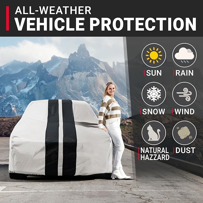 iCarCover Premium Custom Car Cover for 2000-2009 Honda S2000 Convertible Heavy Duty Waterproof All Weather Rain Snow UV Protector Custom Fit Full Exterior Indoor Protection (Stripe - Light Gray/Black)