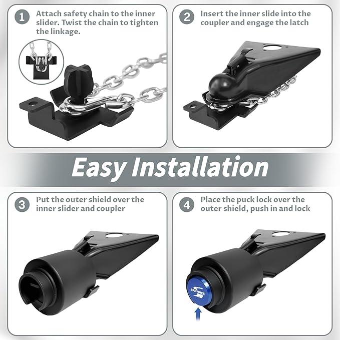 Upgraded Trailer Lock, Fits 2-5/16 Inch Coupler Heavy Duty Anti-Theft Trailer Hitch Lock, Accessories for RV/Boat/Trailer