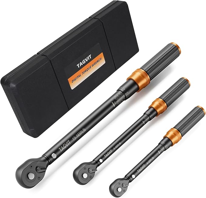 1/4 3/8 1/2-inch Drive Click Torque Wrench, 3Pcs 4-20Ft.lb, 5-45Ft.lb, 15-165Ft.lb Torque Wrench Set with ±3% Accuracy, 72-Tooth, Dual-Direction for Bike, Motorcycle, Car Repair