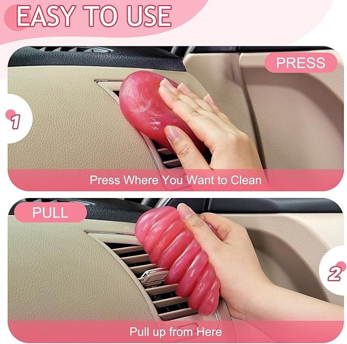 Car Cleaning Gel Car Cleaning Putty Car Putty Car Interior Cleaner Car Slime Car Detailing Kit Car Accessories Easter Gifts for Teen Men Women Stocking Stuffers Pink