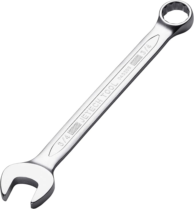 Jetech 3/4 Inch Combination Wrench - Industrial Grade Spanner with 12-Point Design, 15-Degree Offset, Made with Durable Chrome Vanadium Steel in Sand Blasted Finish, Forged, Heat-Treated, SAE