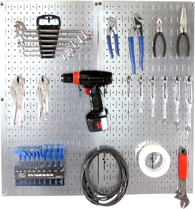 Wall Control Pegboard 32in x 16in Galvanized Metal Pegboard Tool Board Panel