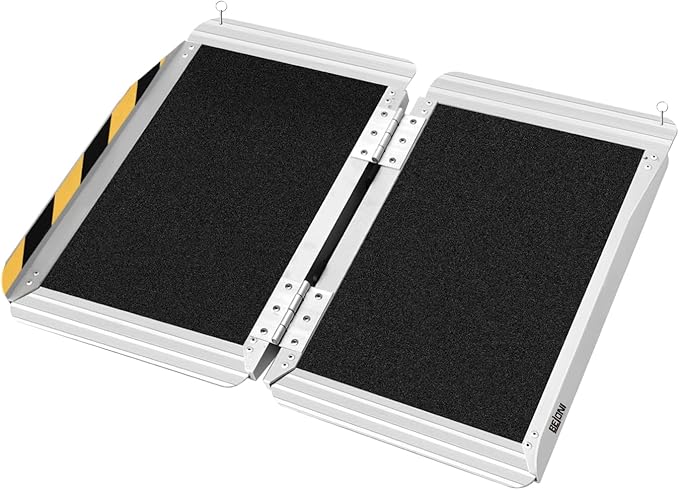 BEJONI Portable Wheelchair Ramp 2FT, Folding Non-Slip Aluminum Handicap Ramp, Door Threshold Wheel Chair Ramps for Home Steps, Scooter, Doorways, Entry Use, Curbs, Stairs