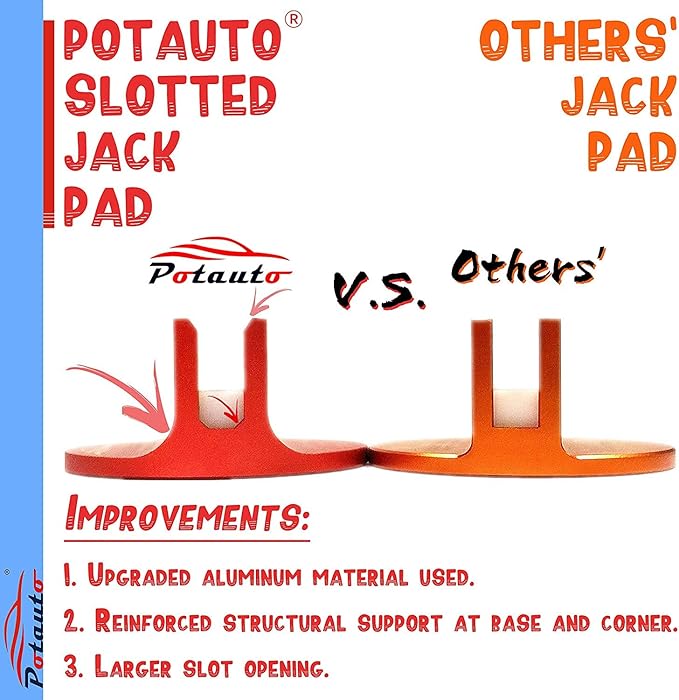 Potauto Universal Aluminum Grooved Magnetic Jack Pad Jacking Puck Pinch Weld (Slot Width 0.39 Inch) Frame Rail Adapter for Vehicles (Qty 1, Red)