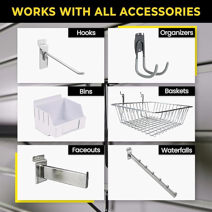 Heavy Duty 4x8 PVC Garage Slatwall Storage System (with Endcaps & Screws) - Modular Slat Wall Paneling for Garage Wall Organizer - Interlocking Slatwall Panels for Home & Commercial Use (Grey)