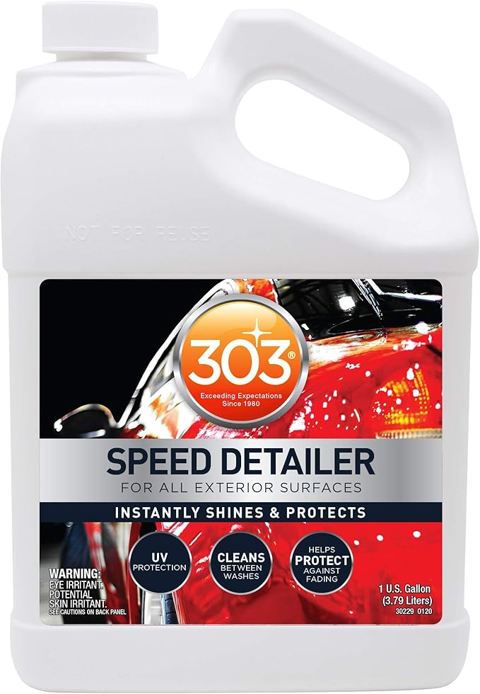 303 Products Speed Detailer - Instantly Shines and Protects - for All Exterior Automotive Surfaces - Cleans Between Washes - UV Protection, 1 Gallon, 4 Pack (30229-4PK)
