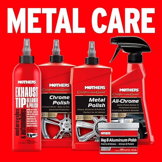 Mothers Mag & Aluminum Polish, 5 oz. — Brilliant Shine, Easy to Use, For All Uncoated & Unplated Metals Including Aluminum Wheels, Stainless Steel Trim and Exhaust Tips, Brass & More (05100)