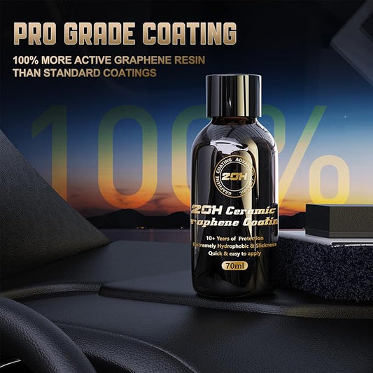 20H Professional Graphene Ceramic Coating for Cars (70ml) - 10+ Years Protection, Hydrophobic, Scratch & UV Resistant, High Gloss Finish - Professional-Grade Car Detailing Kit - Easy Application