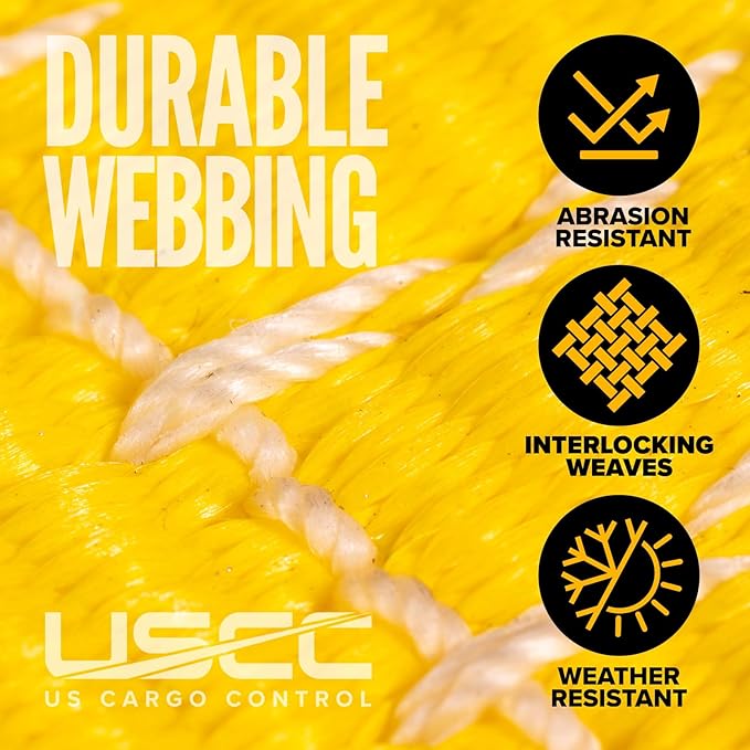 US Cargo Control E Track Straps 2" x 12' (2-Pack), 4,400 LBS Break Strength, Yellow Heavy Duty E Track Ratchet Straps with 4' Fixed End and Spring E-Fittings, Logistic Tiedowns for Box Trucks, Vans