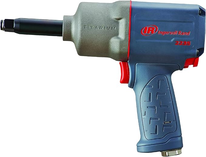 Ingersoll Rand 2235TIMAX-2 1/2" Air Impact Wrench, 2" Ext Anvil, 1350 ft-lb Torque, Titanium Hammercase, Friction Ring Retainer, Pistol