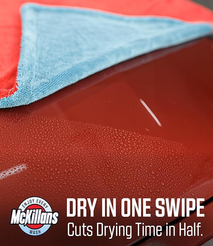 McKillans® Extra Large Dual-Color Car Drying Towel XL - Edgeless & Ultra Soft & Absorbent - 36" x 28" - 1200 GSM Twisted Loop Microfiber Towel for Cars - Drying Towel Car Detailing - Car Wash Towels