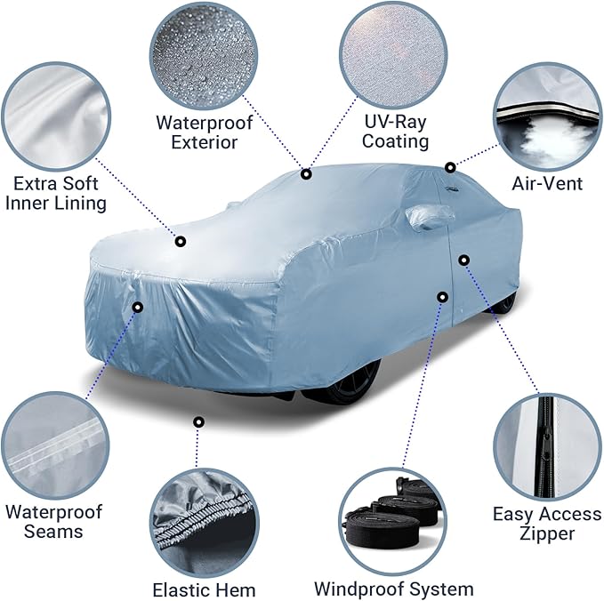 iCarCover Premium Car Cover for 2005-2023 Ford Mustang Coupe Convertible GT Ecoboost Mach 1 Heavy Duty Waterproof All-Weather Automobiles Custom Fit Indoor Outdoor UV Snow Protection Covers