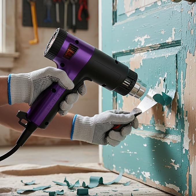 Heat Gun 1800W - Fast-Heat Hot Air Tool with Adjustable Temperature 122℉-1202℉(50℃-650℃),Two fan speeds Overload Protection 4 Nozzles for Shrink Tubing,vinyl wrap,crafting,Resin DIY.