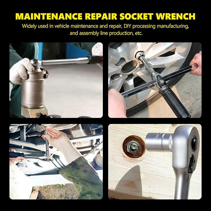 Walfront Sliding Wrench Breaker Bar T Handle Socket Wrench Heavy Duty Steel With Ergonomic Design (1/2", 357g/12.6oz)
