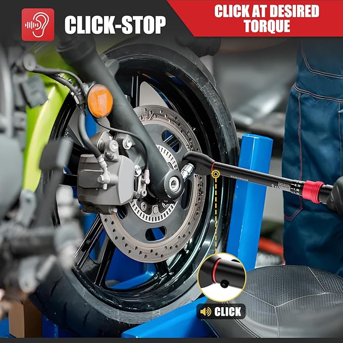 VANPO Torque Wrench Set 1/4" 3/8" 1/2" Drive 20-240 In.lb, 5-45 Ft.lb, 10-170 Ft.lb with 3 Adapters,±3% Accuracy,72-Tooth,Dual Scale,Storage Case,Click Style for Bike, Motorcycle, Car, Truck Repair
