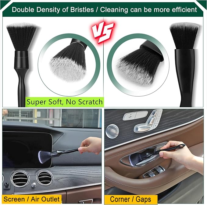 Car Interior Duster Detail Brushes, Soft Bristles Brush Car Accessories for Cleaning Dashboard Air Vent Crevice, Detailing Dusting Tool Kit for Auto Truck SUV RV