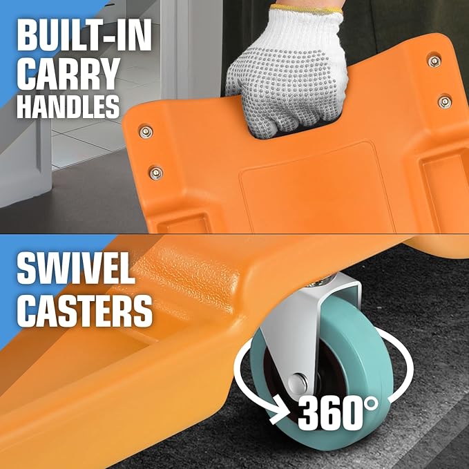 PM PERFORMOTOR 40" L X 19" W Vehicle Repair Low Profile Automotive Creeper w/Padded Headrest, Orange, PM-TOL-CPC40-OG
