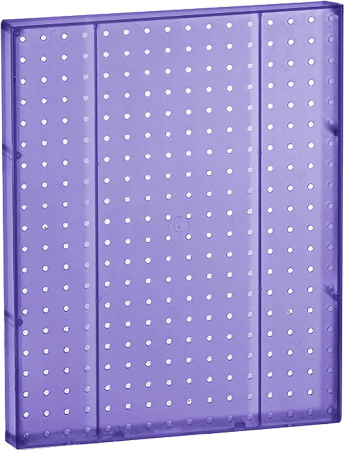 Azar Displays 771620-PUR Plastic Pegboard for Wall Organization - Garage Tool Organizer Wall Mount (Pack of 2) - 1-Sided Durable Wall Panel Organizer (16” W x 20” H x 1” D) - Garage Organizer (Purple)