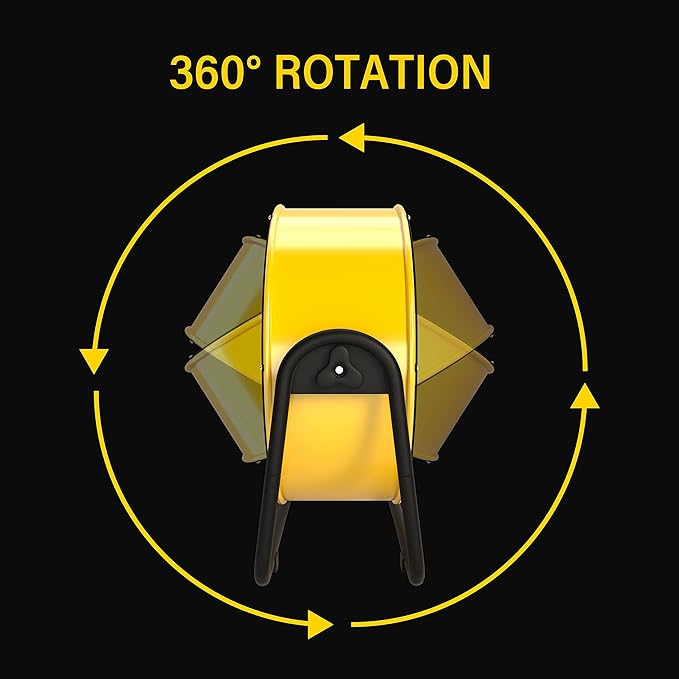 Simple Deluxe 20 Inch Heavy Duty Metal Industrial Drum Fan, 3 Speed Floor Fan for Factory and Basement, Warehouse and Workshop, High Velocity, Yellow