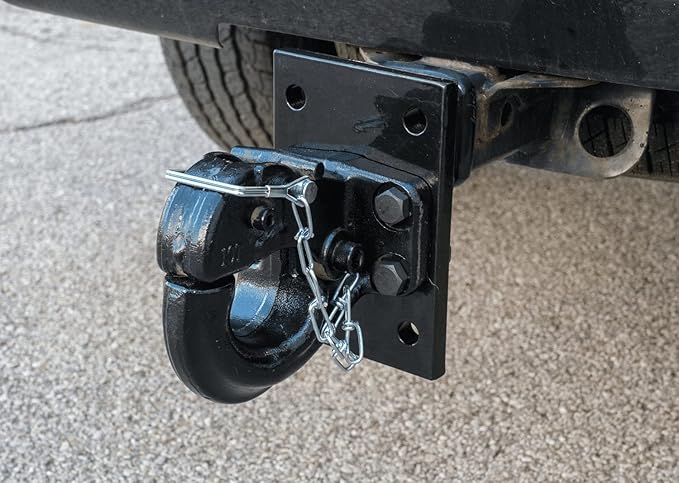 Mytee Products Mounting Plate with Pintle Hitch KIT: Pintle Hook Mounting Plate with 8 Ton 2 inch Ball for Trailers Bolt On Adjustable Pintle Hook Ball Combo - Powder-Coated, Heavy-Duty