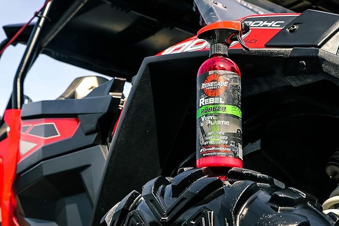 Rebel Rubber, Vinyl & Plastic Spray Shine with UV Protection, Anti-Static and Anti-Stick Properties, Protect Plastics, Tires & Interior Vinyls with Our Non Greasy Water Based Formula