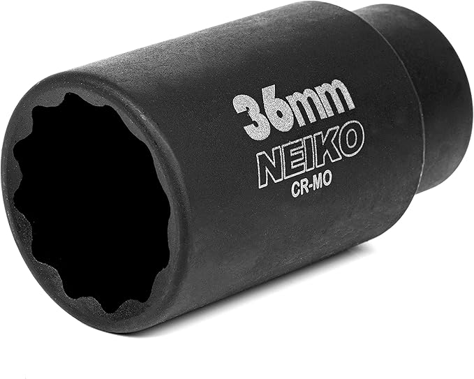NEIKO 02527A 36mm Socket | 1/2” Drive Deep Impact Socket | Spindle & Axle Nut Socket | 12 Point |Chrome Molybdenum Cr-Mo |Deep Well Hub | Triple Square | Axle Shaft Nut Remover